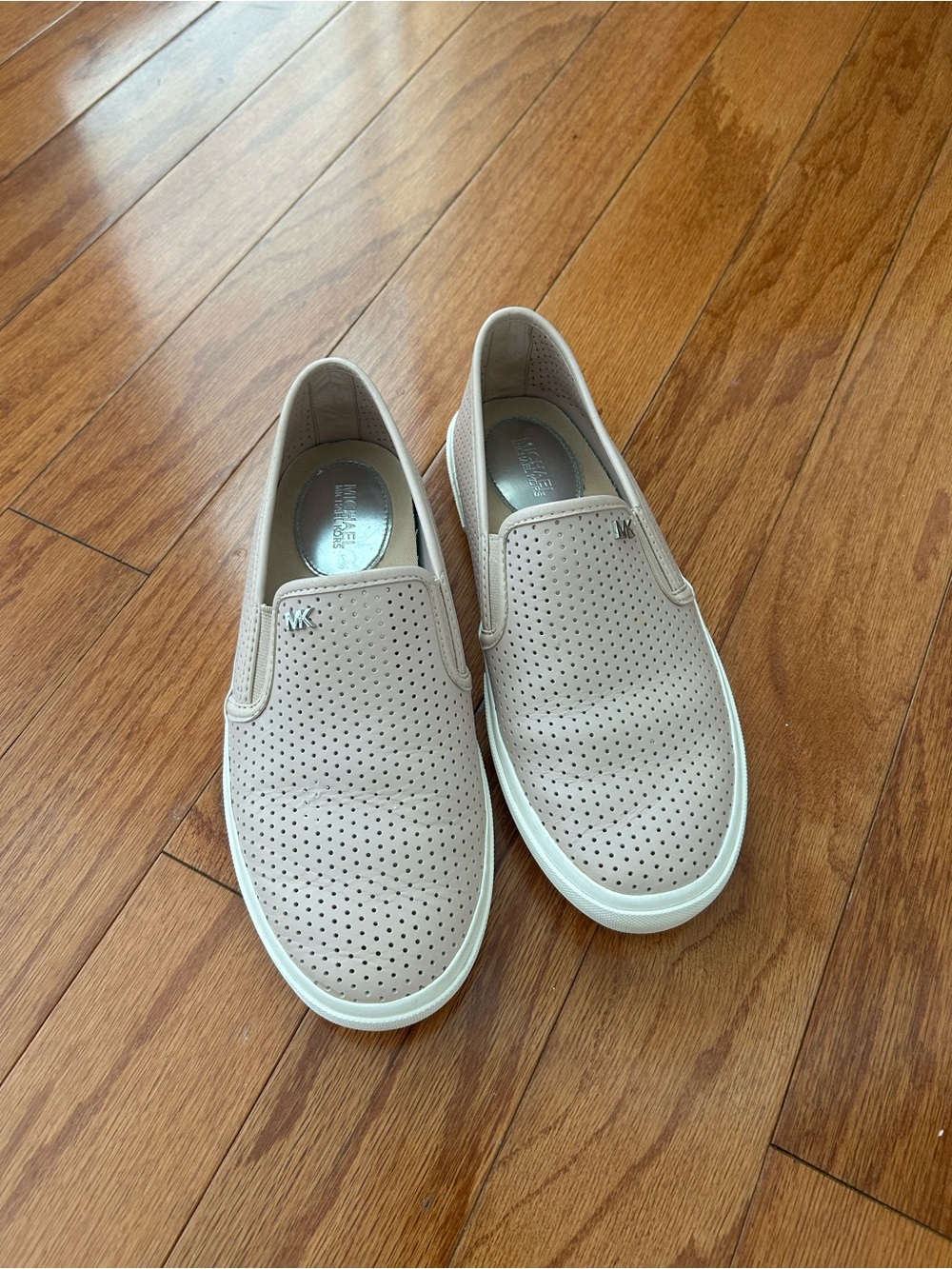 Michael Kors Beige Perforated Slip-On Sneakers